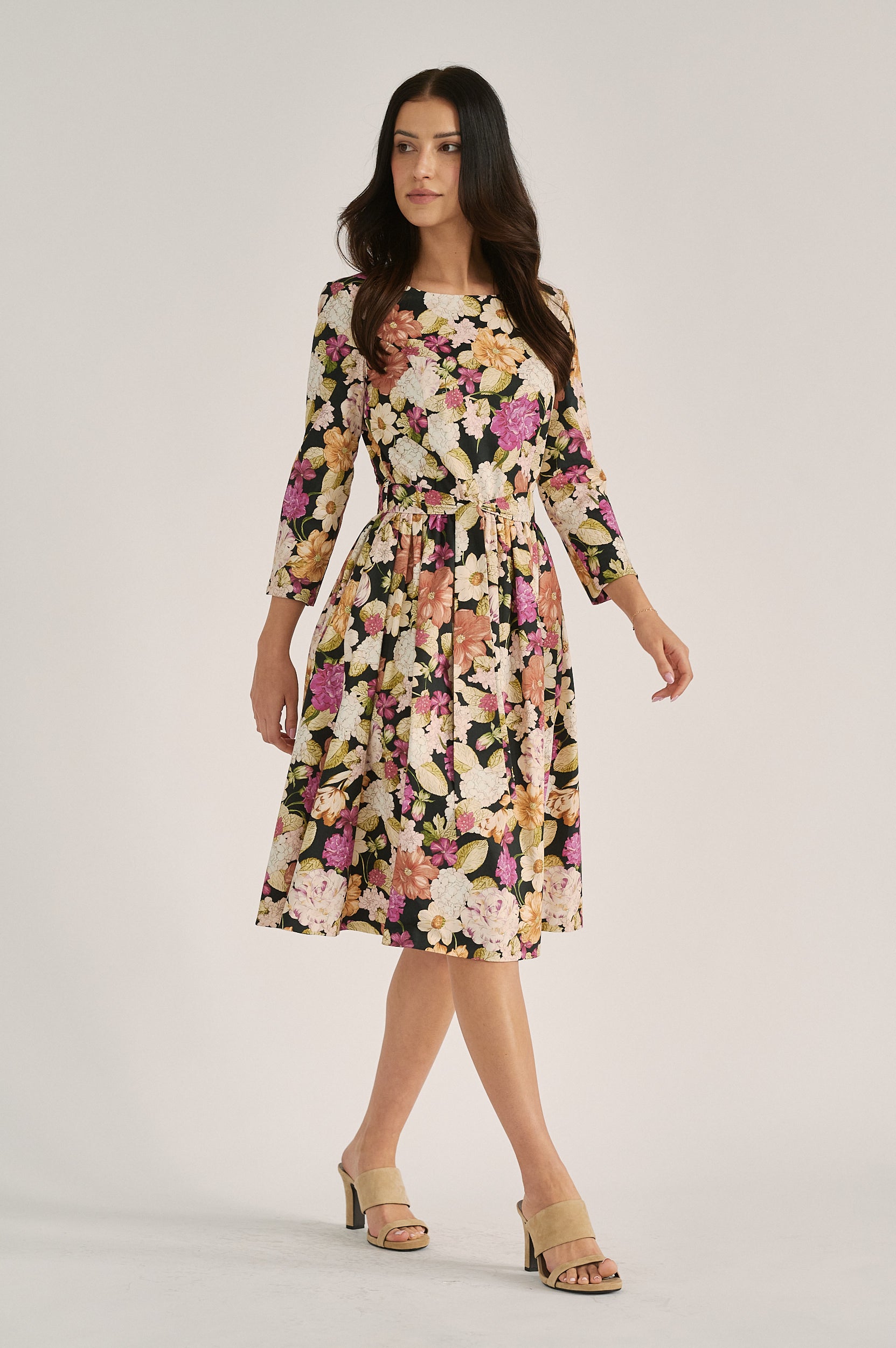 melia midi dress Nicholas the Label Melia Floral Ruched Midi-Dress