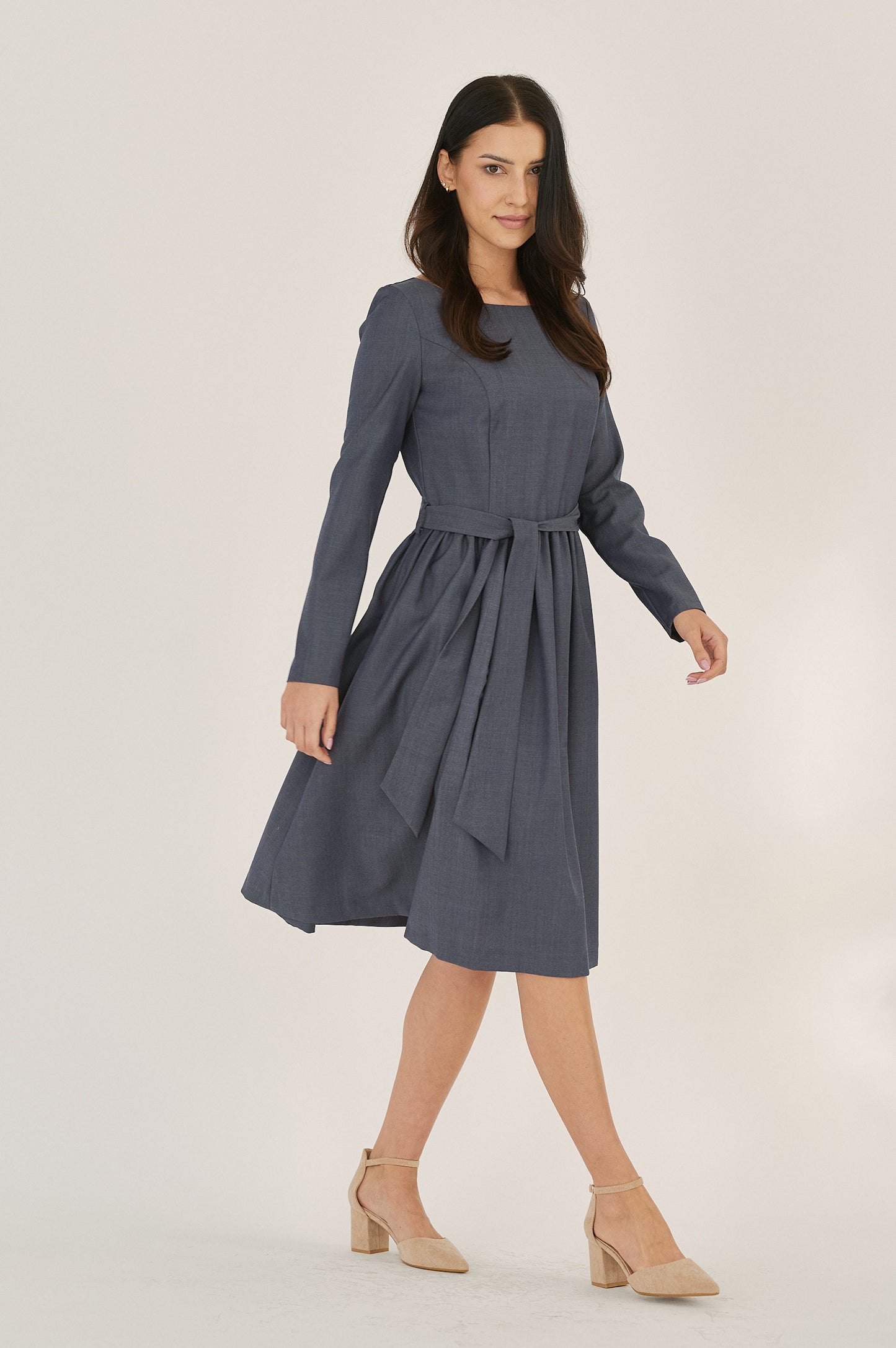 Melia Dress - Twilight Blue in Wool & Silk