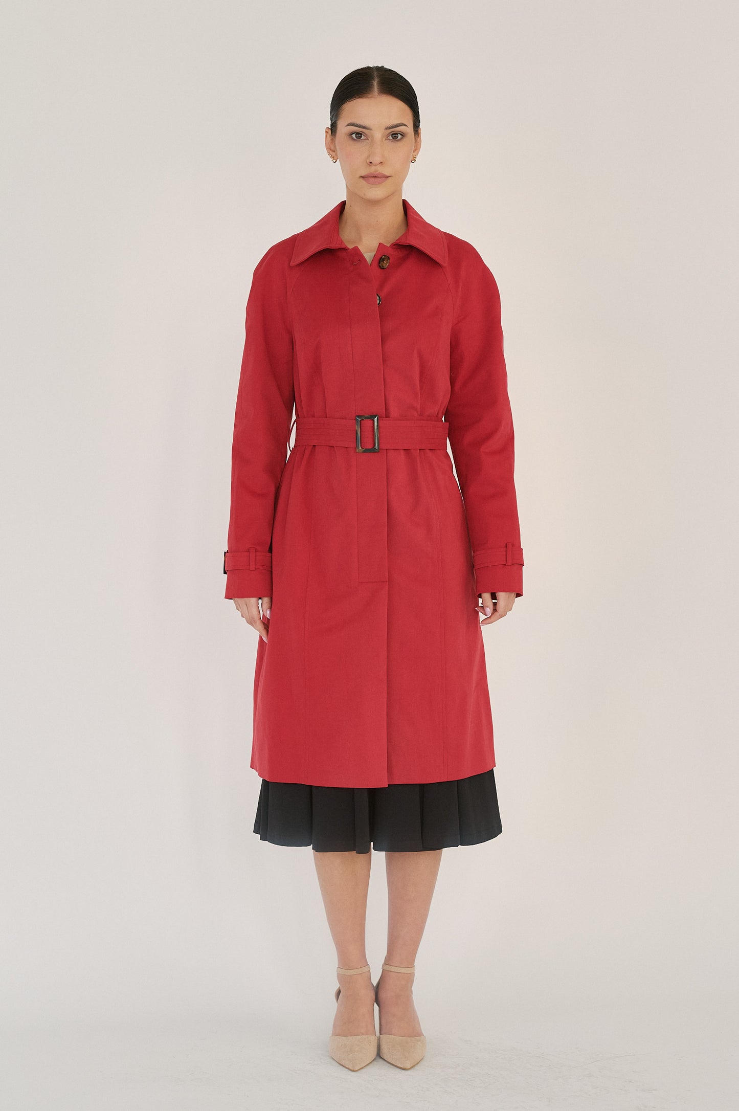 Edith Trench Coat - Rosehip Red