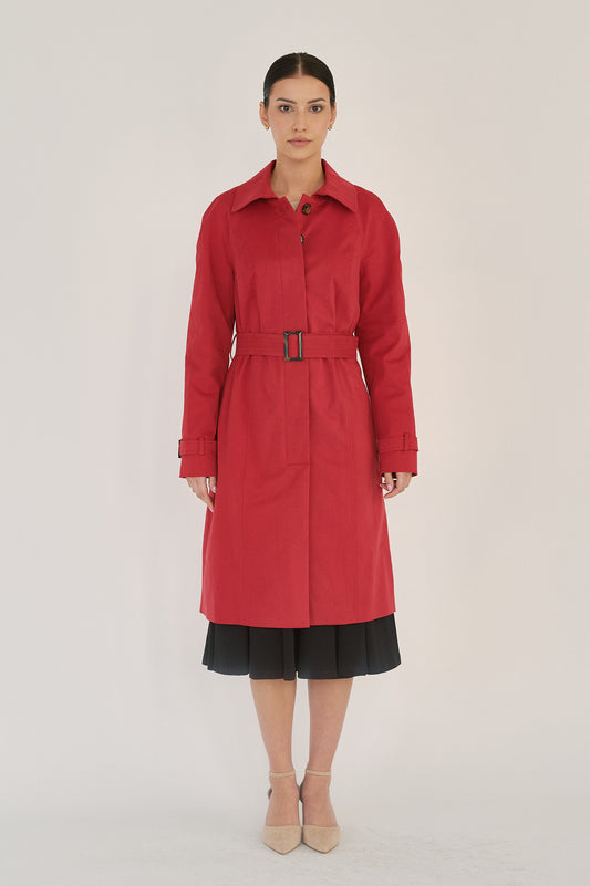 Edith Trench Coat - Rosehip Red