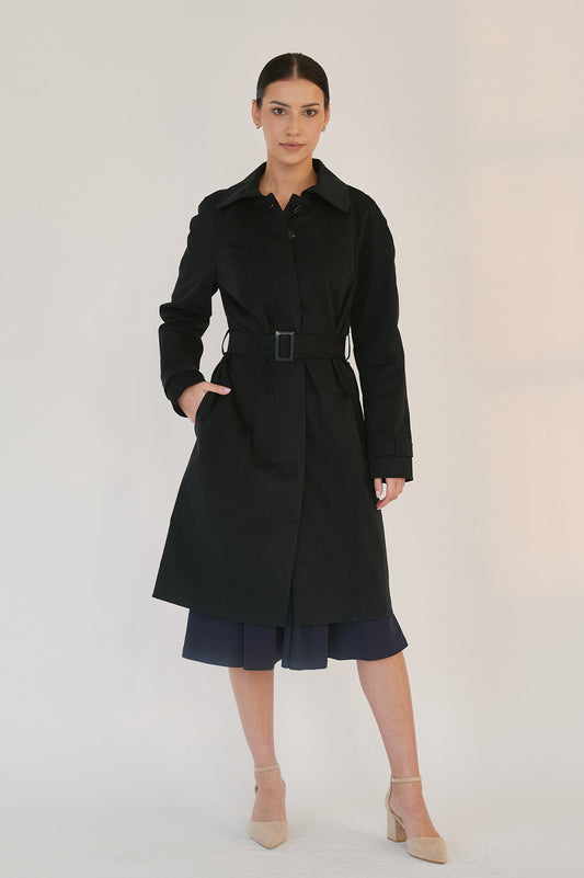 Edith Trench Coat - Ink Black