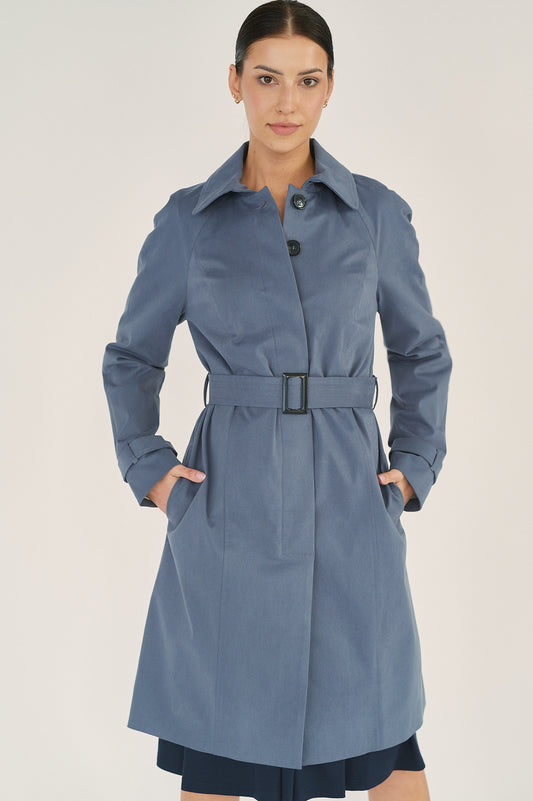 Edith Trench Coat - Storm Blue