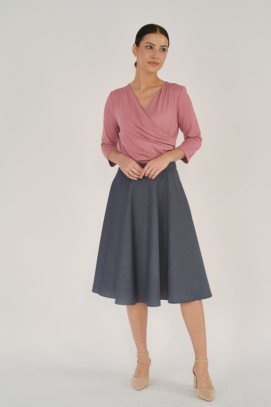 Carissa Skirt - Twilight Blue in Wool & Silk