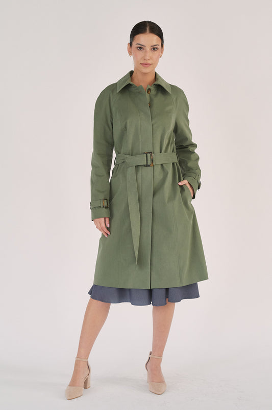 Edith Trench Coat - Soft Olive