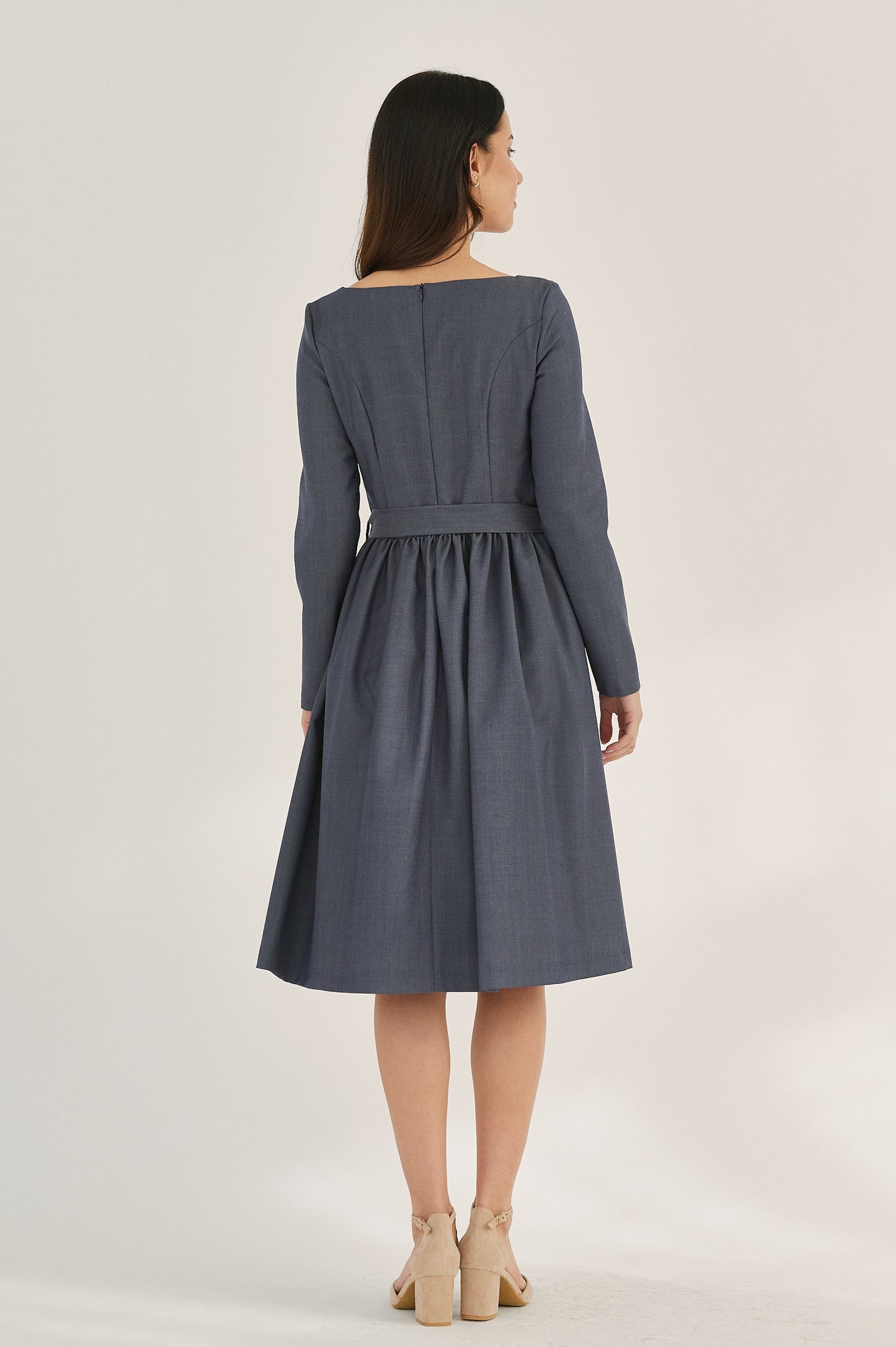 Melia Dress - Twilight Blue in Wool & Silk