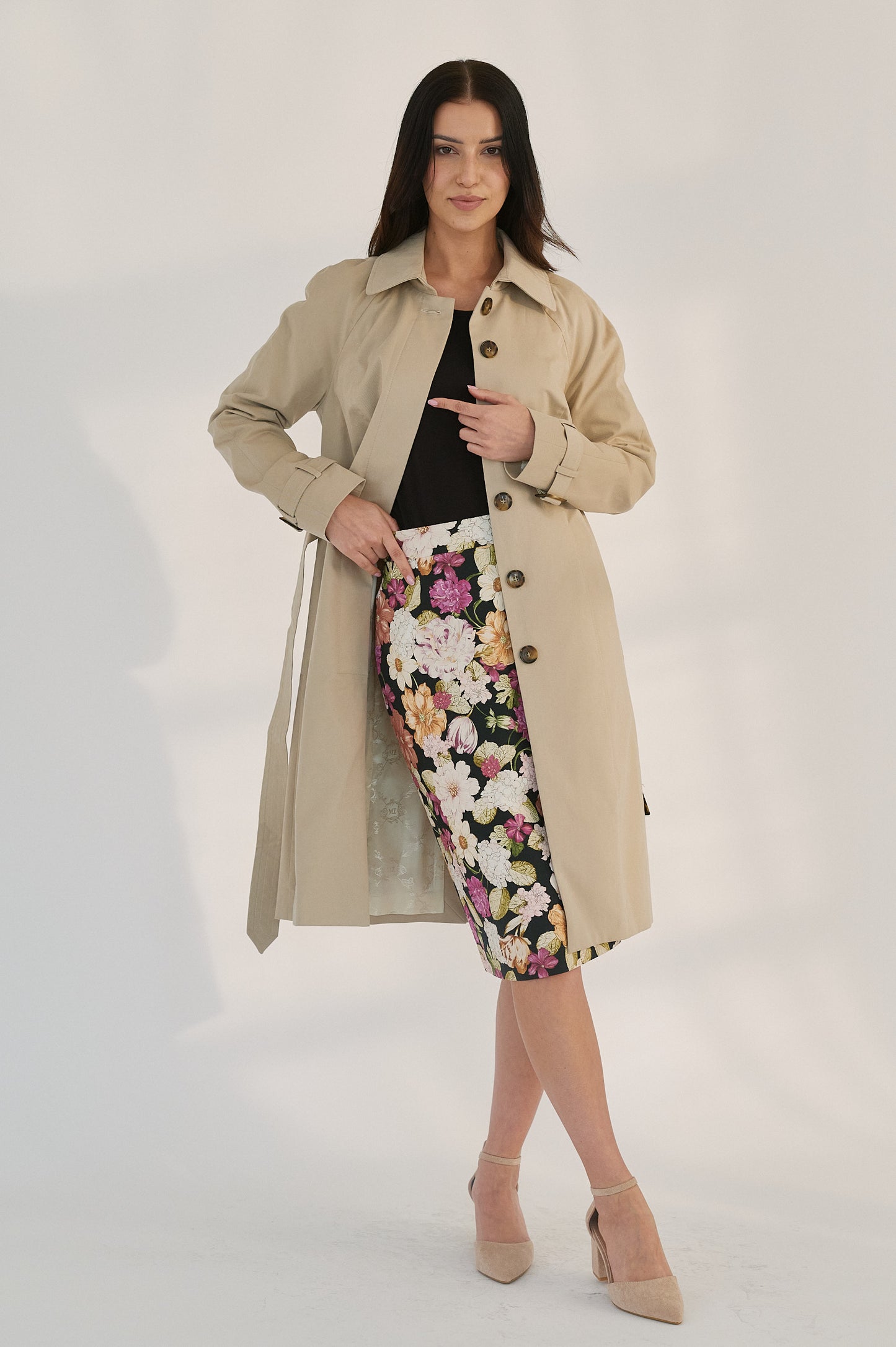 Edith Trench Coat - Light Beige Mist