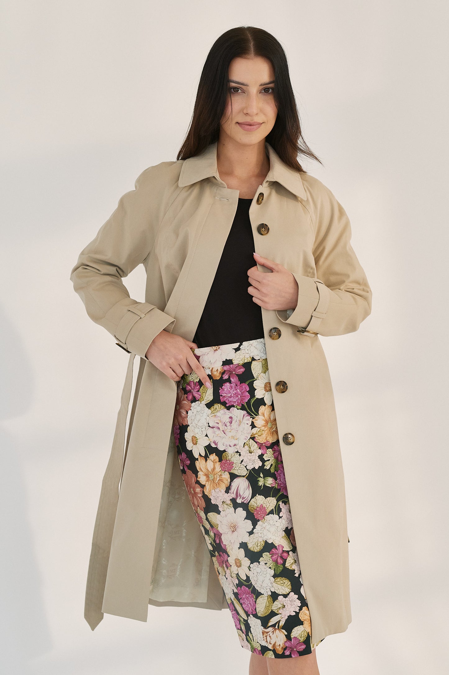 Edith Trench Coat - Light Beige Mist