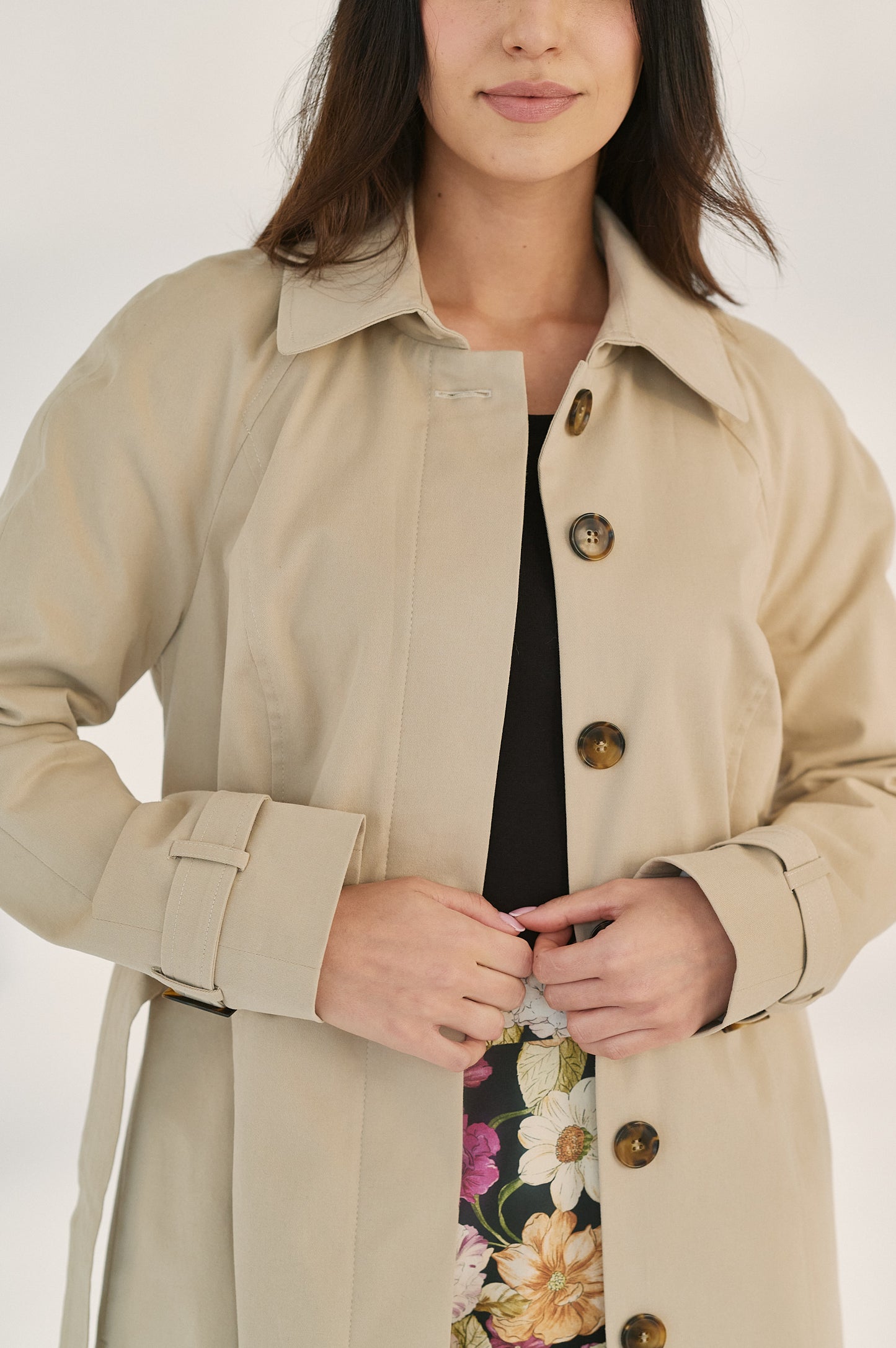 Edith Trench Coat - Light Beige Mist