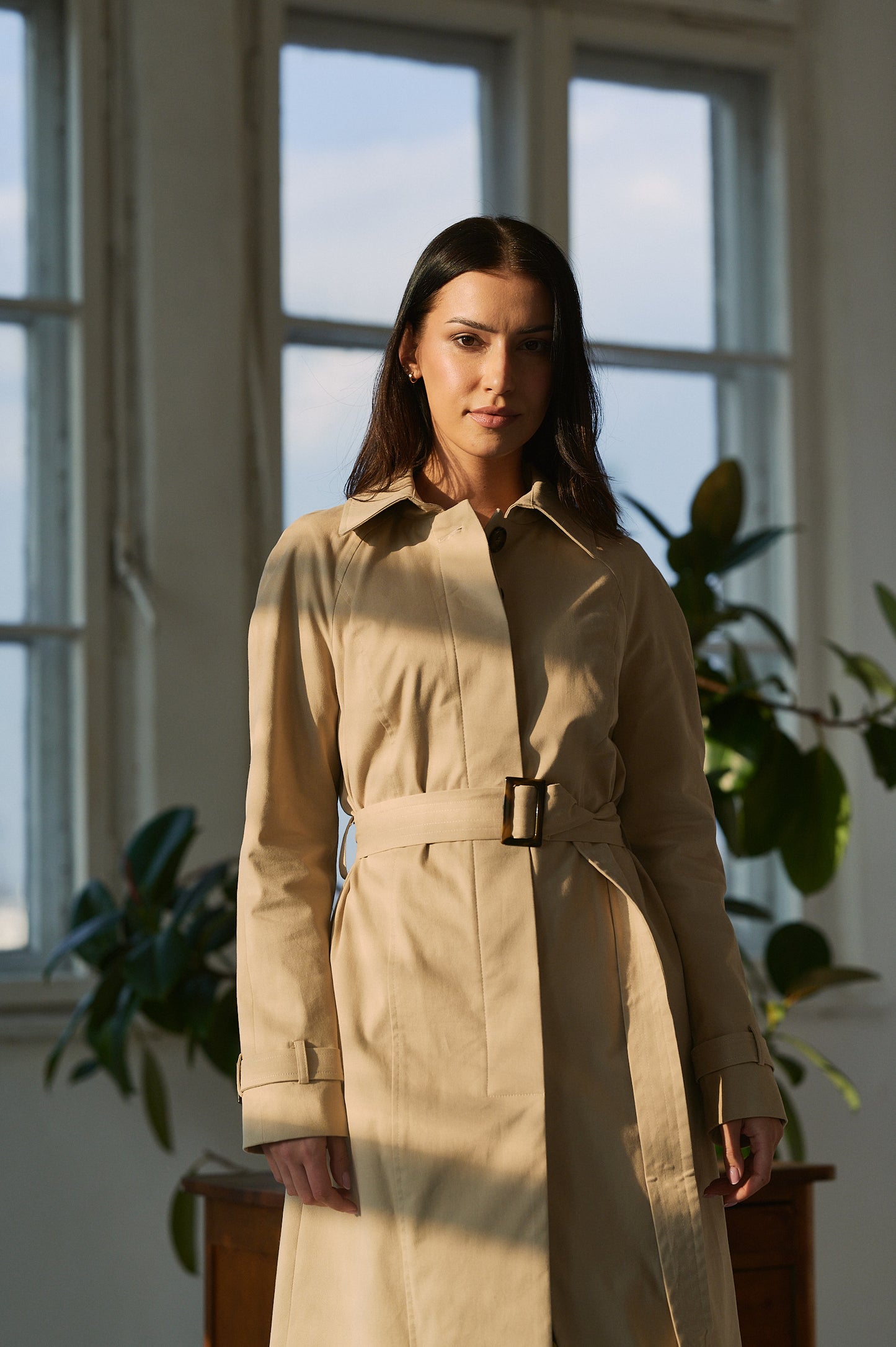 Edith Trench Coat - Light Beige Mist