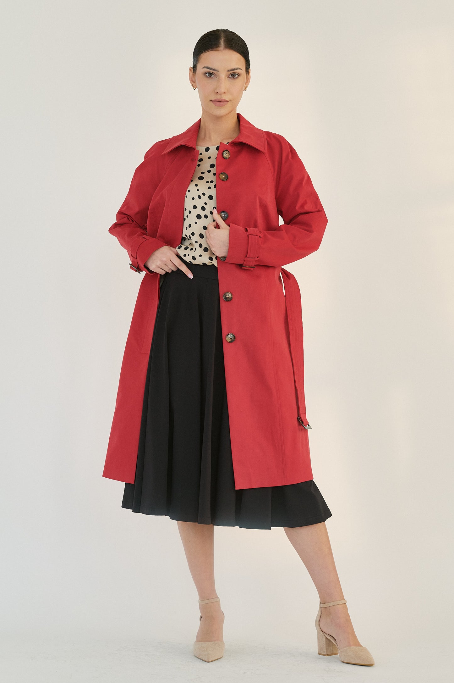 Edith Trench Coat - Rosehip Red