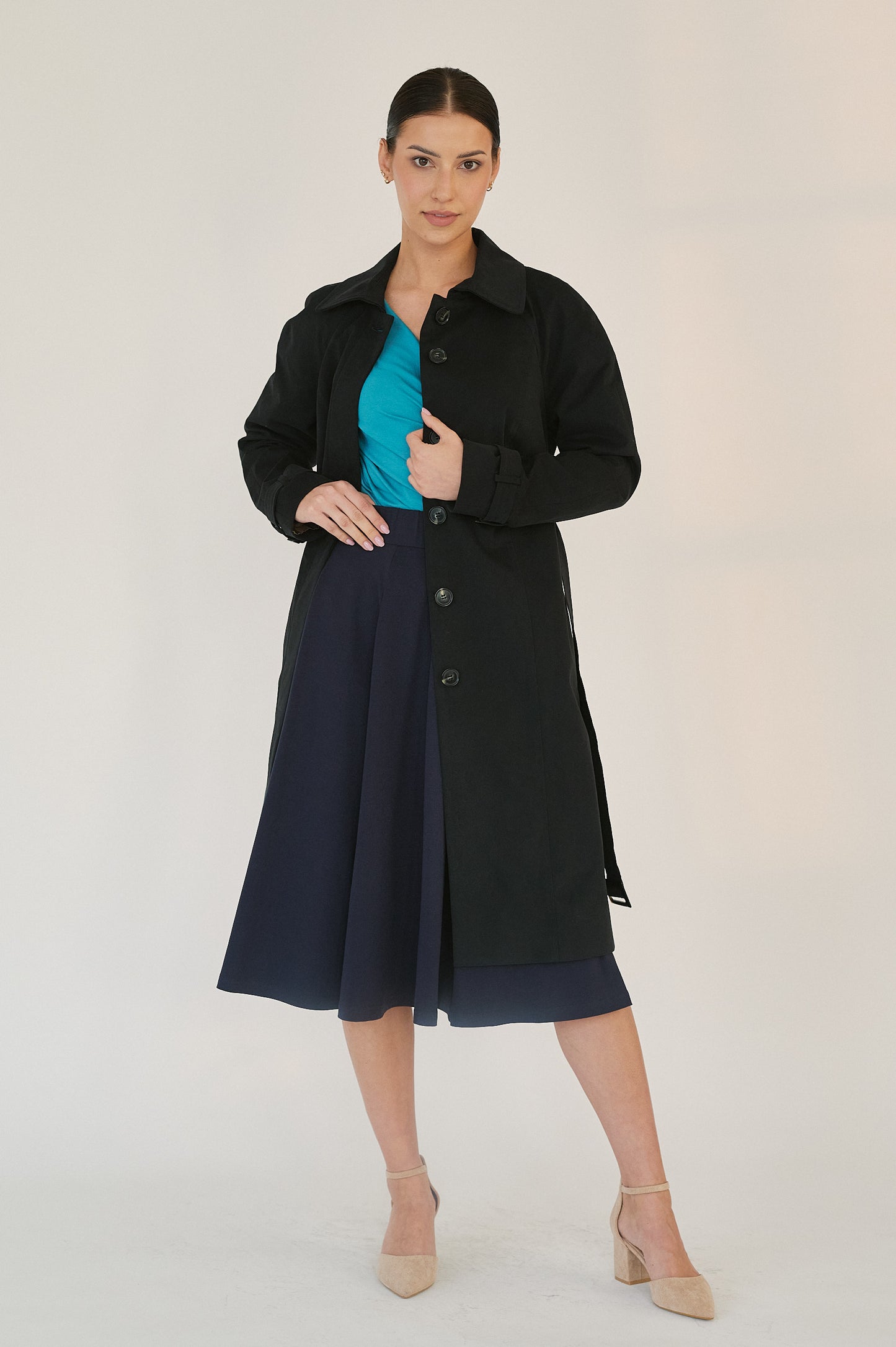 Edith Trench Coat - Ink Black