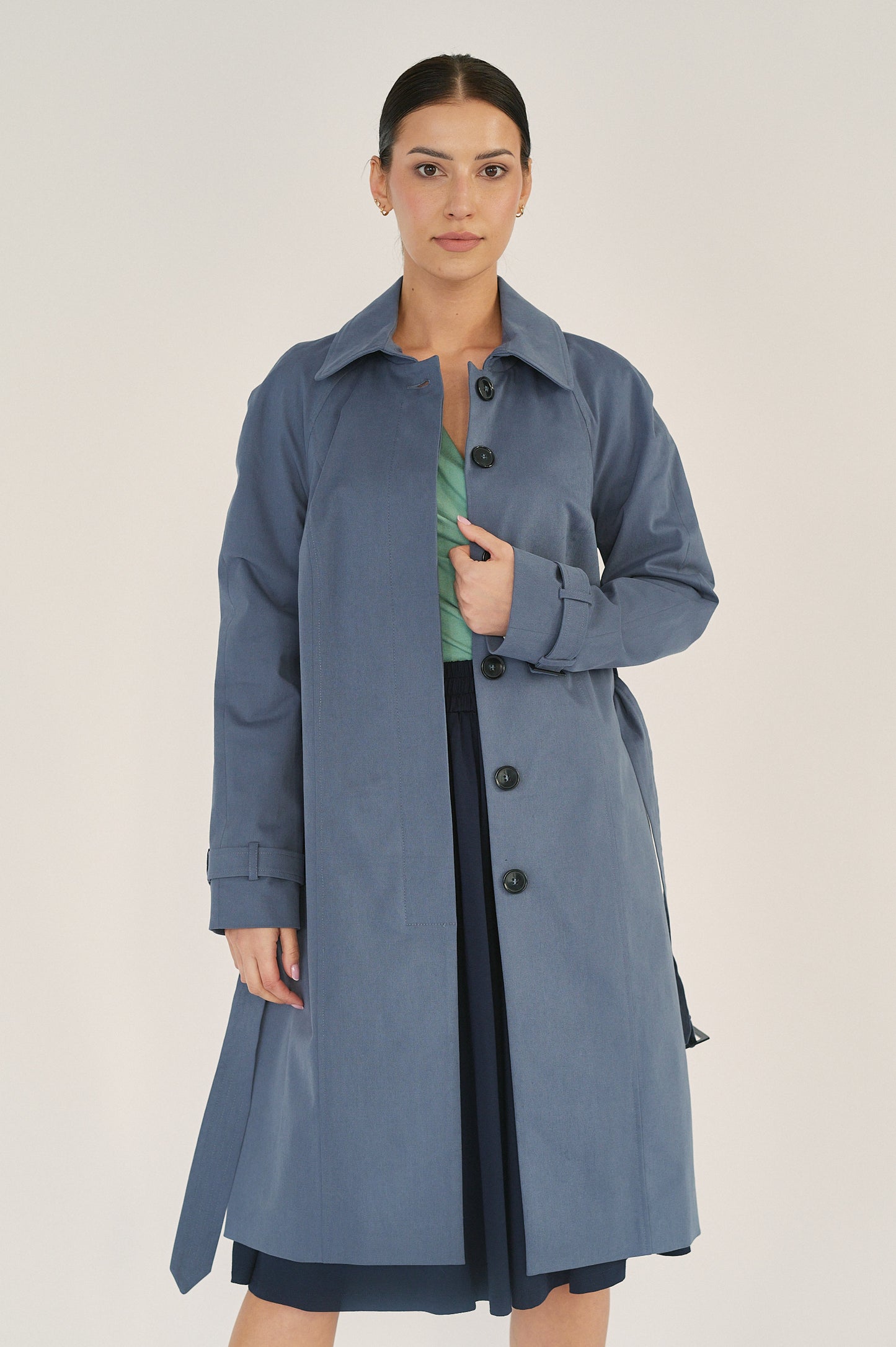 Edith Trench Coat - Storm Blue