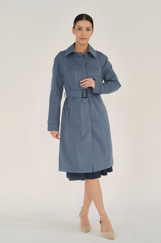 Edith Trench Coat - Storm Blue