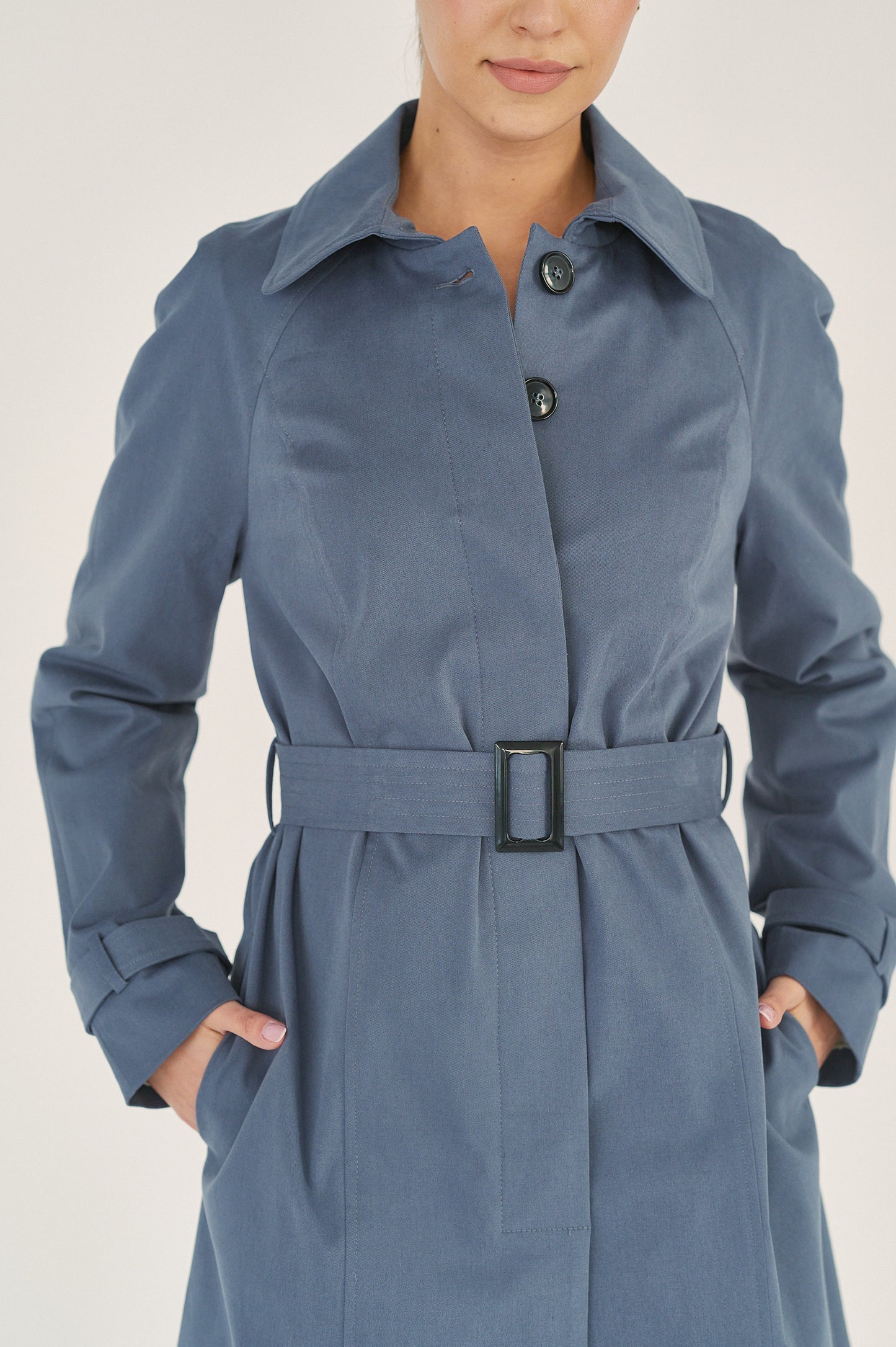 Edith Trench Coat - Storm Blue