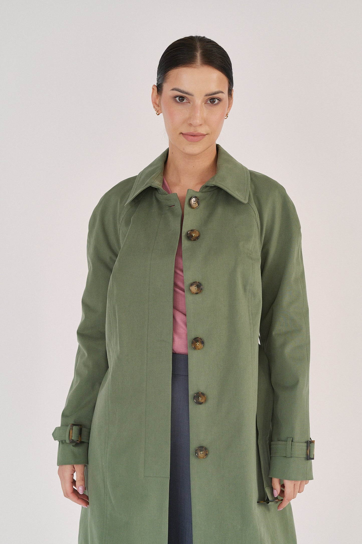 Edith Trench Coat - Soft Olive