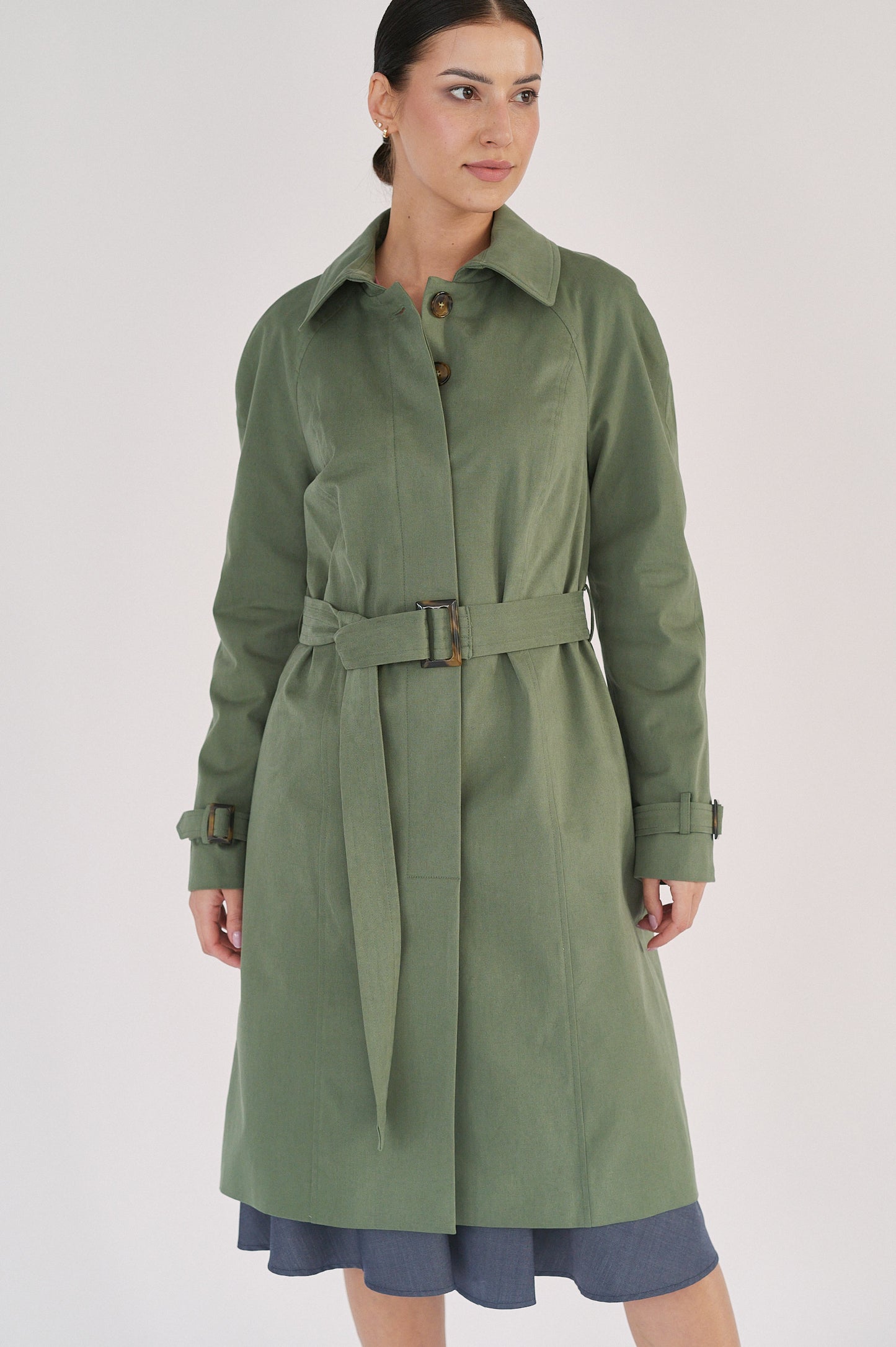 Edith Trench Coat - Soft Olive