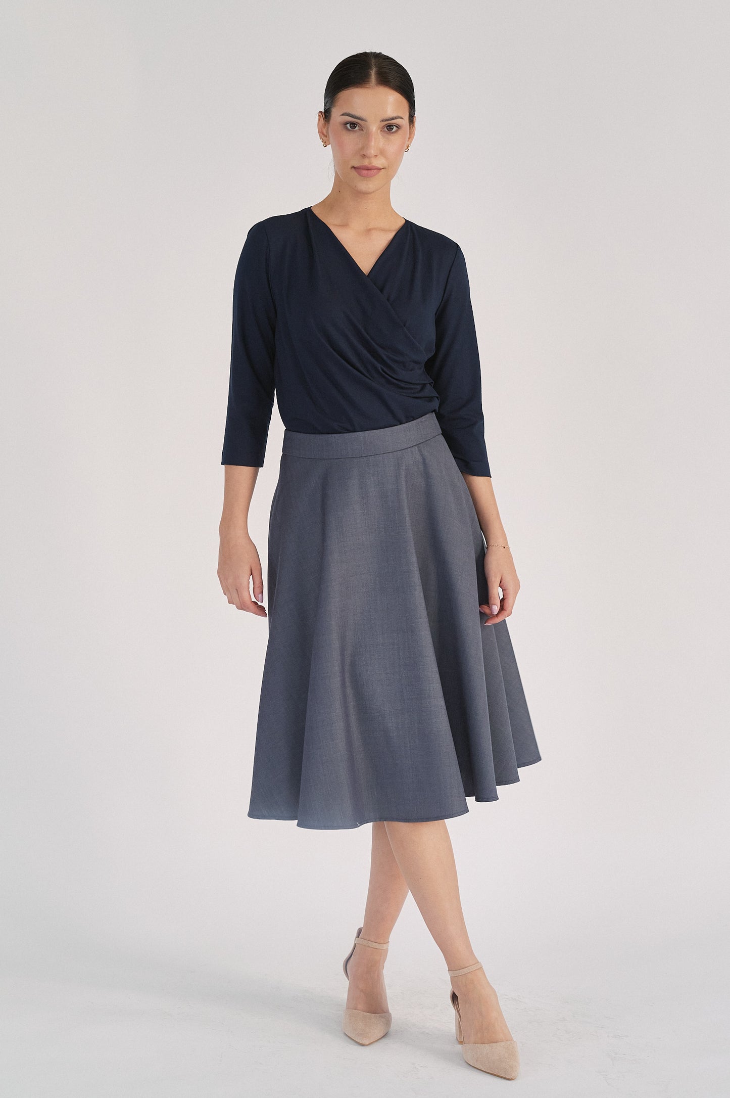 Carissa Skirt - Twilight Blue in Wool & Silk